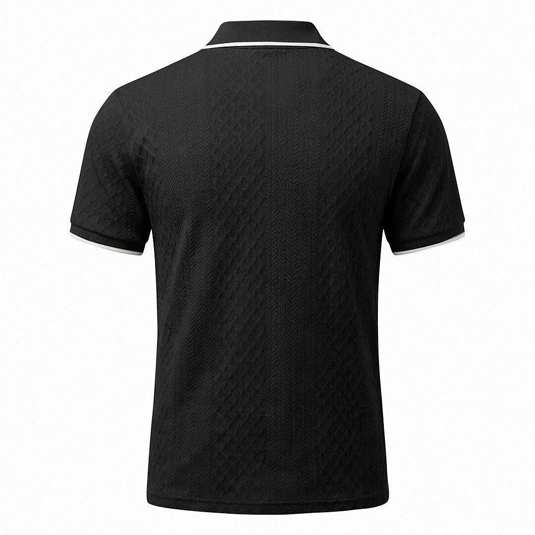 Zipper Textured Waffle Polo