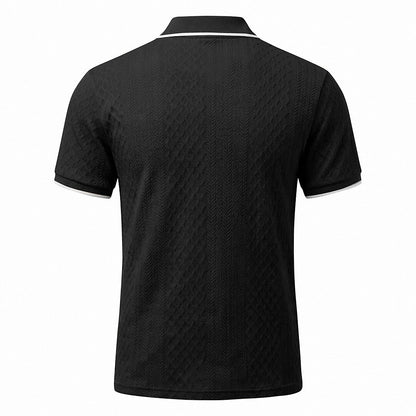 Zipper Textured Waffle Polo