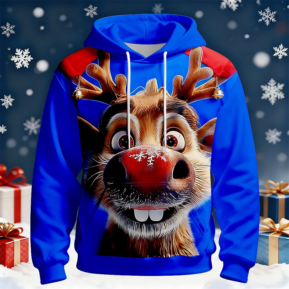 Christmas Moose Festive Holiday Pullover Hoodie