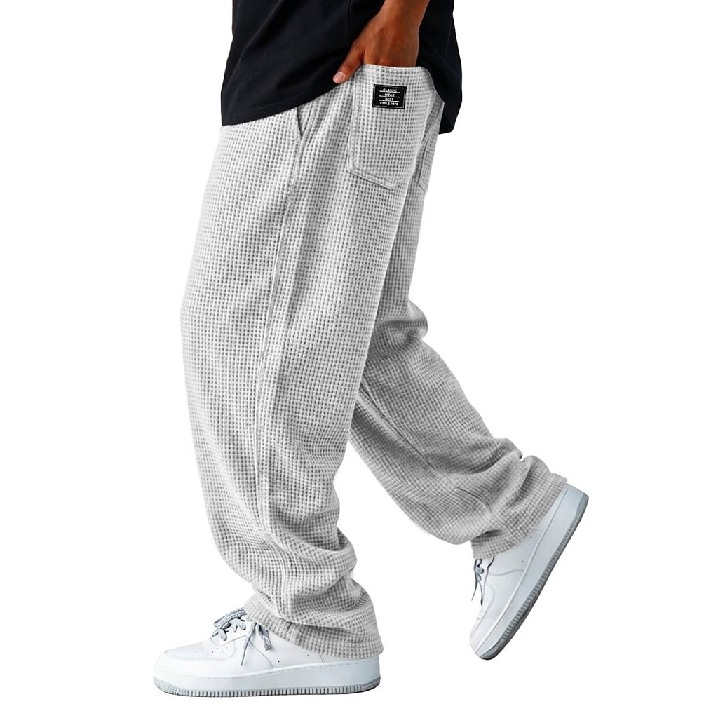 Relaxed Textured Waffle Pants