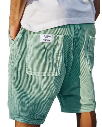 Men's Elastic Waist Corduroy Shorts-Summer Comfort Casual Shorts
