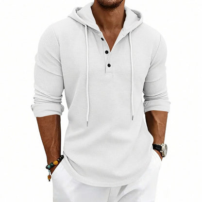 Textured Waffle Hooded Henley