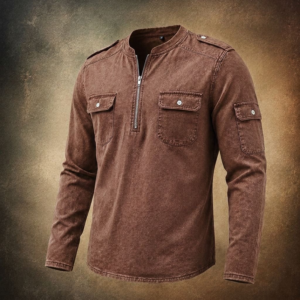 Classic Cotton Long Sleeve Henley Shirt
