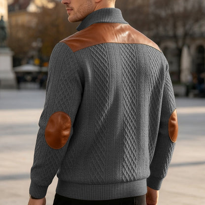 Patchwork Jacquard Textured Sweatshirt