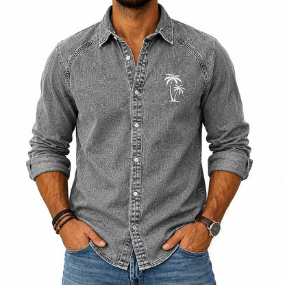 Comfort Palm Tree Washed Cotton Shirt