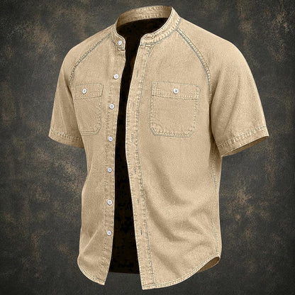 Vintage Washed Cotton Button Up Shirt