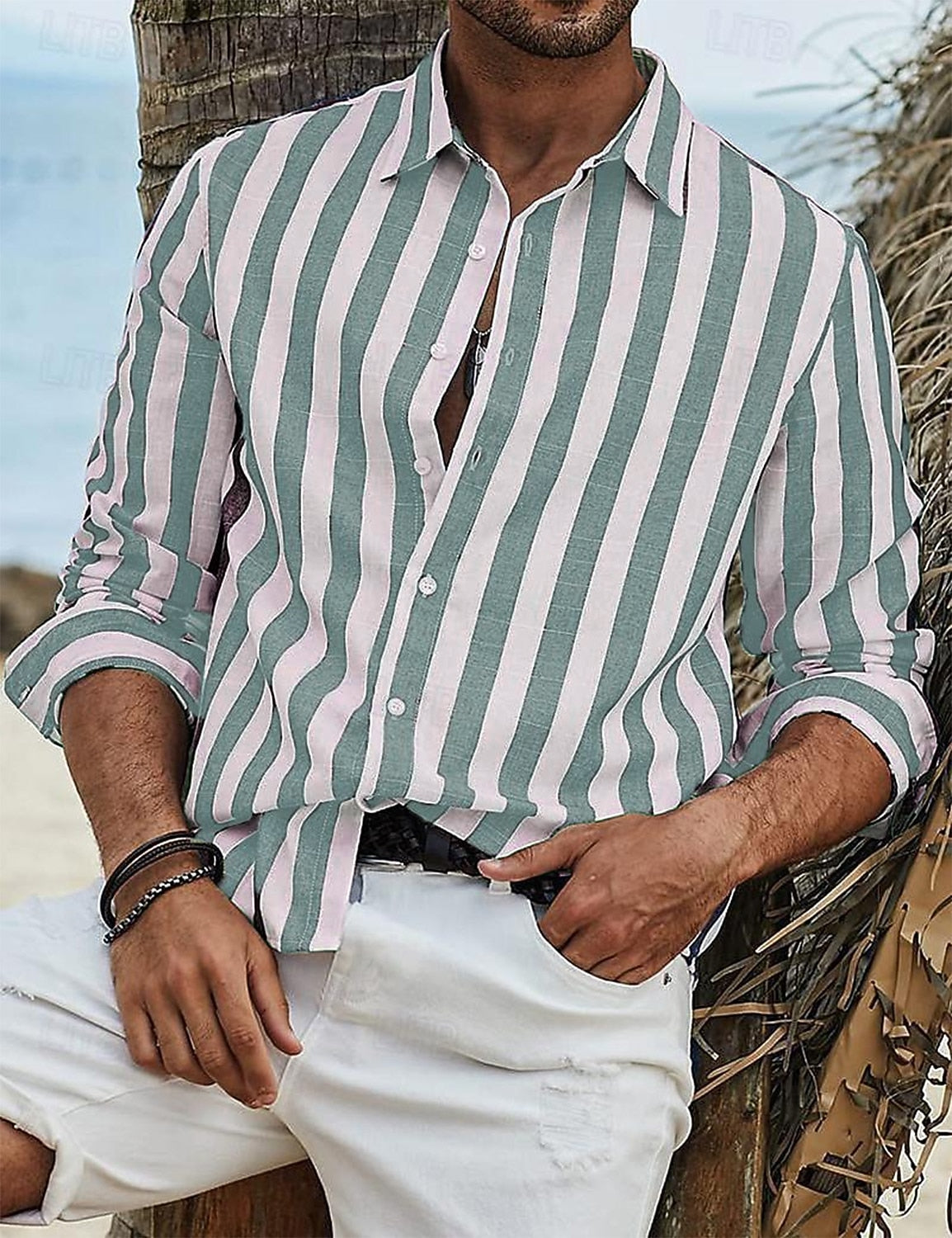 Men's Striped Cotton Linen Shirt - Soft & Breathable