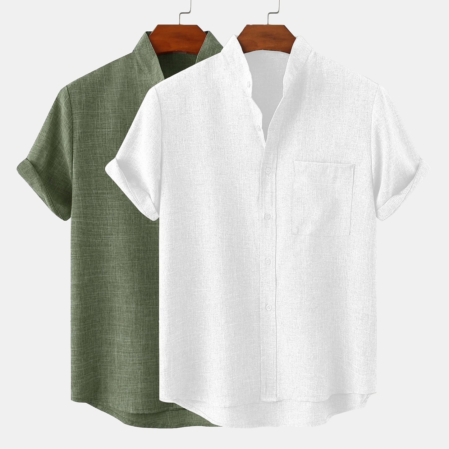 2 PCS Classic Linen Button-Up Shirts