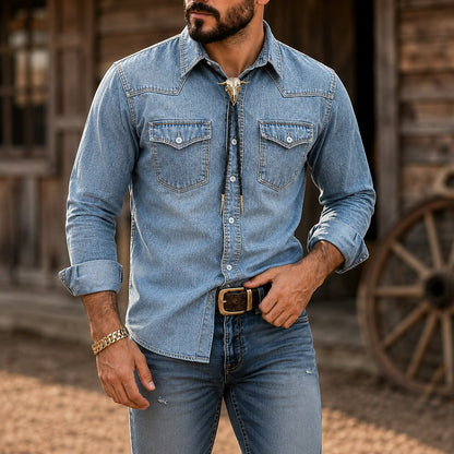 Vintage Washed Cotton Denim Shirt