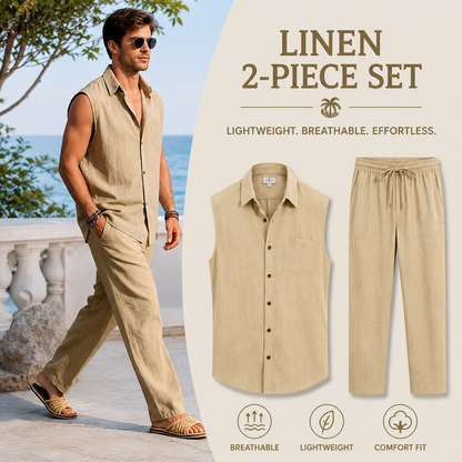 Casual Cotton Linen Shirt & Pants Set