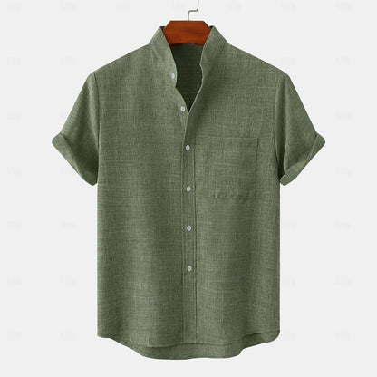 Cotton Linen Shirt-Button Up with Pocket