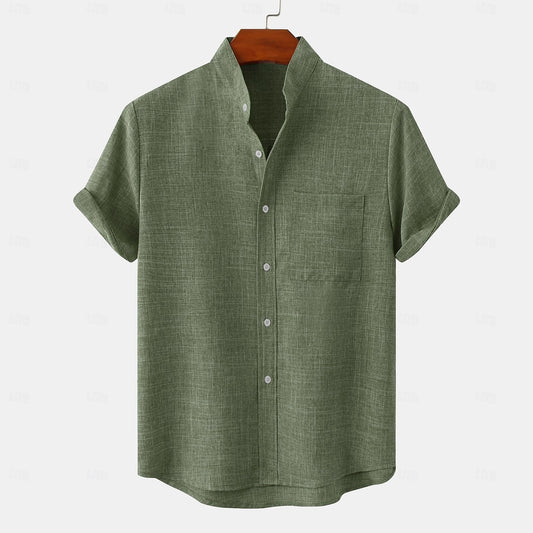 Cotton Linen Shirt-Button Up with Pocket