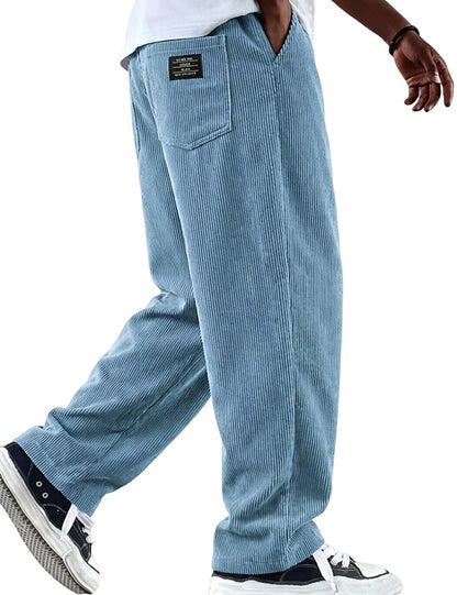 Textured Comfort Corduroy Pants With Elastic Waist