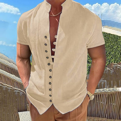 Men's Casual Linen Shirt - Short Sleeve Summer Essential
