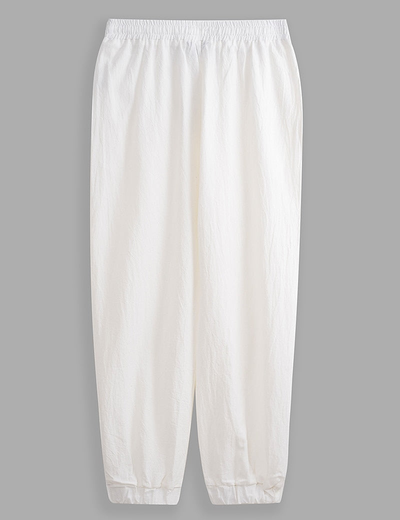 Men's Summer Cotton Linen Pants - Comfortable Baggy Style