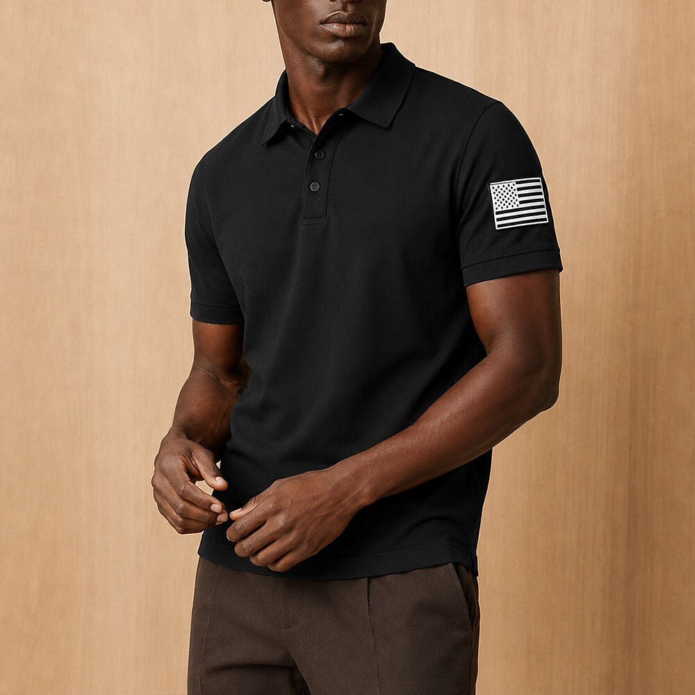 Textured 100% Cotton Embroidered Pique Polo