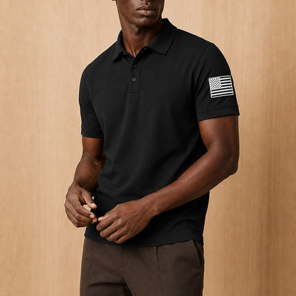 Textured 100% Cotton Embroidered Pique Polo