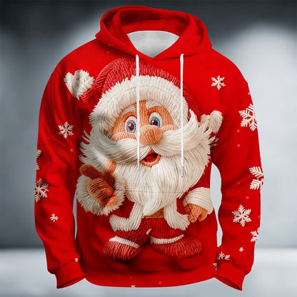 Festive Santa Christmas Casual Pullover Hoodie
