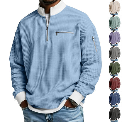 Half Zipped Waffle Polo Shirts