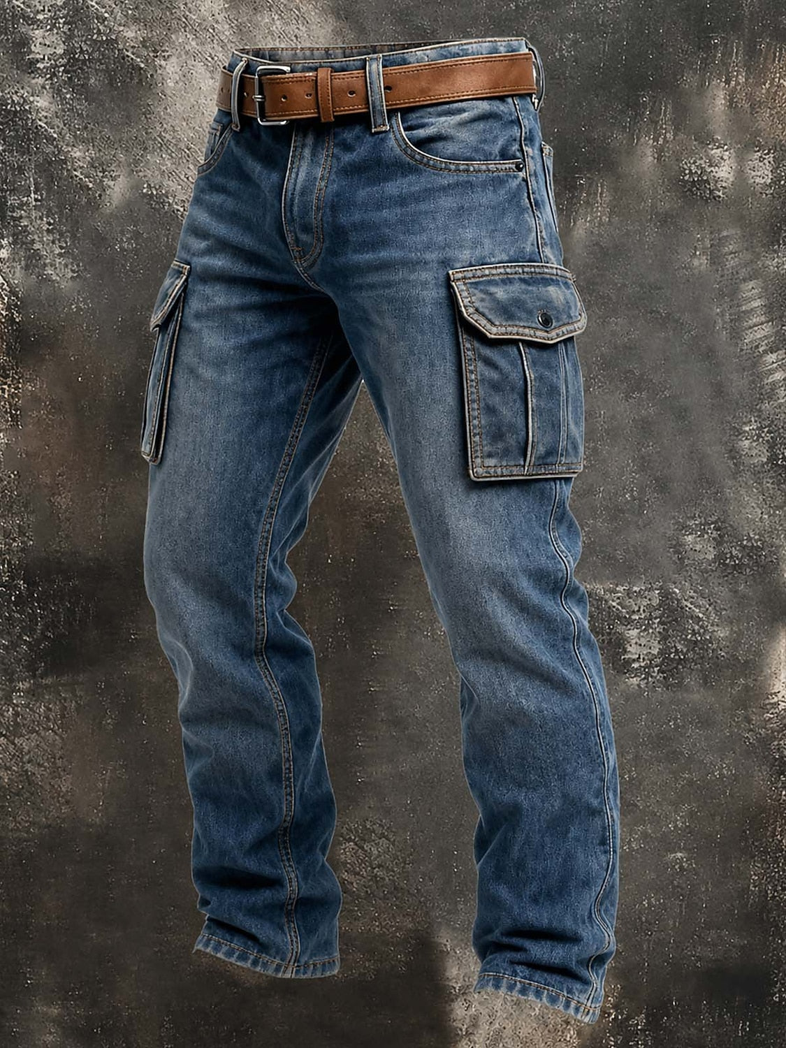 Vintage Washed Cotton Patchwork Cargo Pants