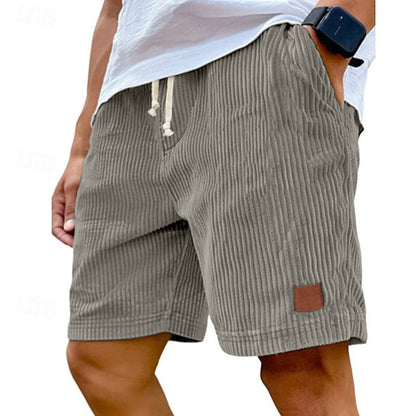 Men's Comfort Corduroy Shorts-Casual Plain Knee Length