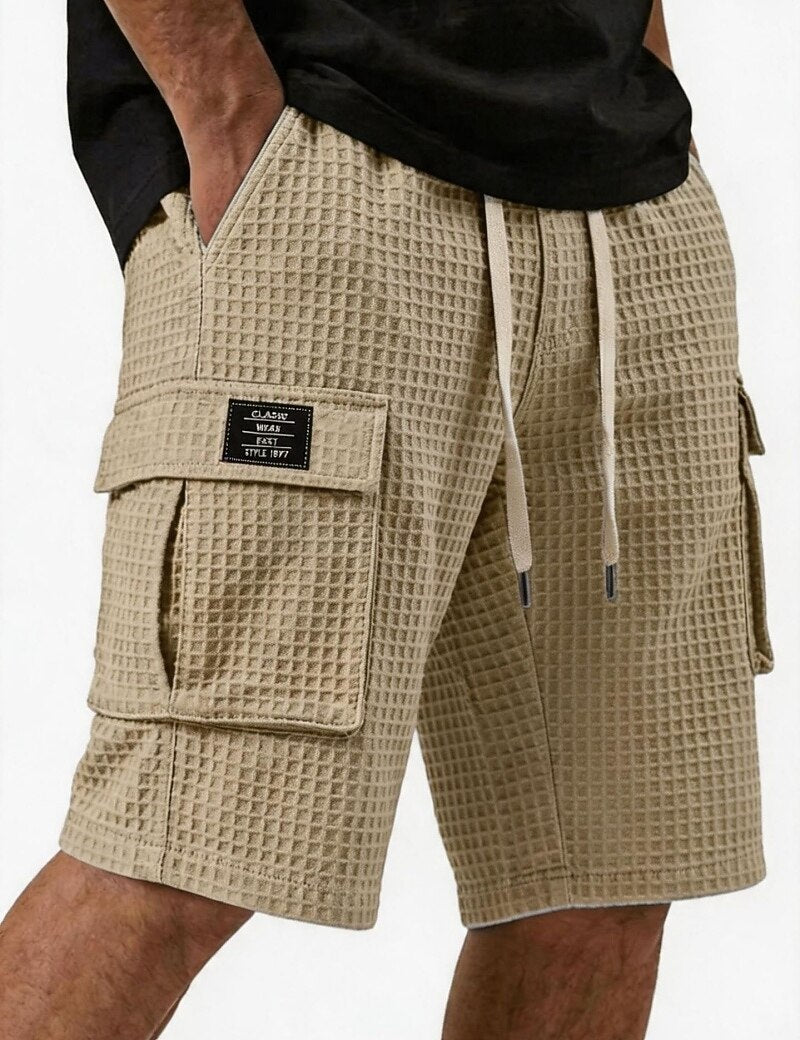 Lightweight Waffle Cargo Shorts With Pocket