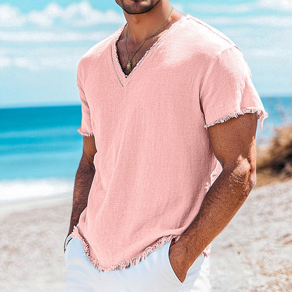 Breathable V-neck Linen Shirt