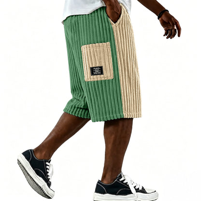 Colorblock  Corduroy Shorts
