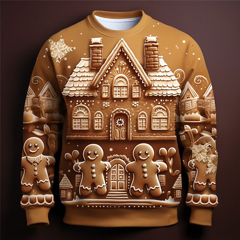 Men's Gingerbread Christmas Graphic Pullover Hoodie