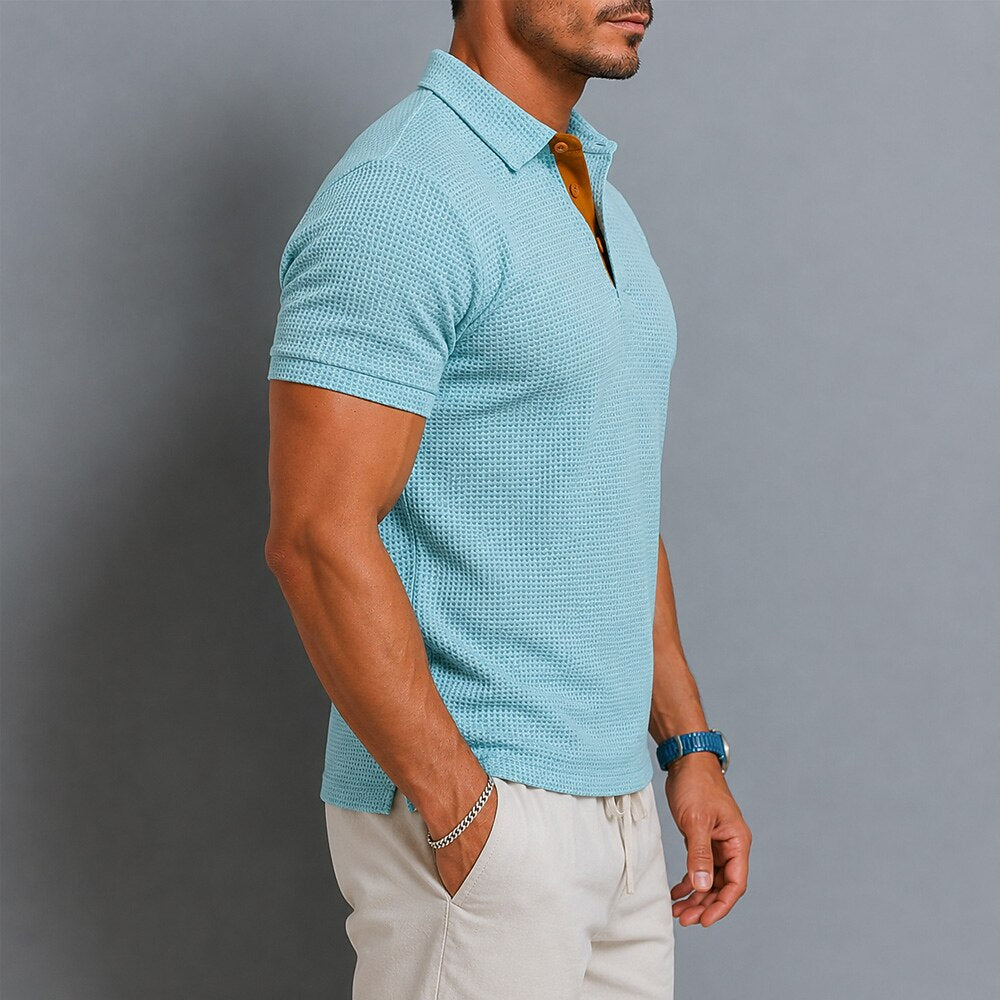 Men's Colorblock Waffle Polo Shirt
