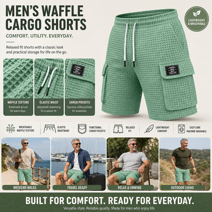 Men's Waffle Drawstring Cargo Shorts