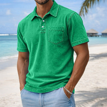 Washed 100% Cotton Vintage Polo Shirt