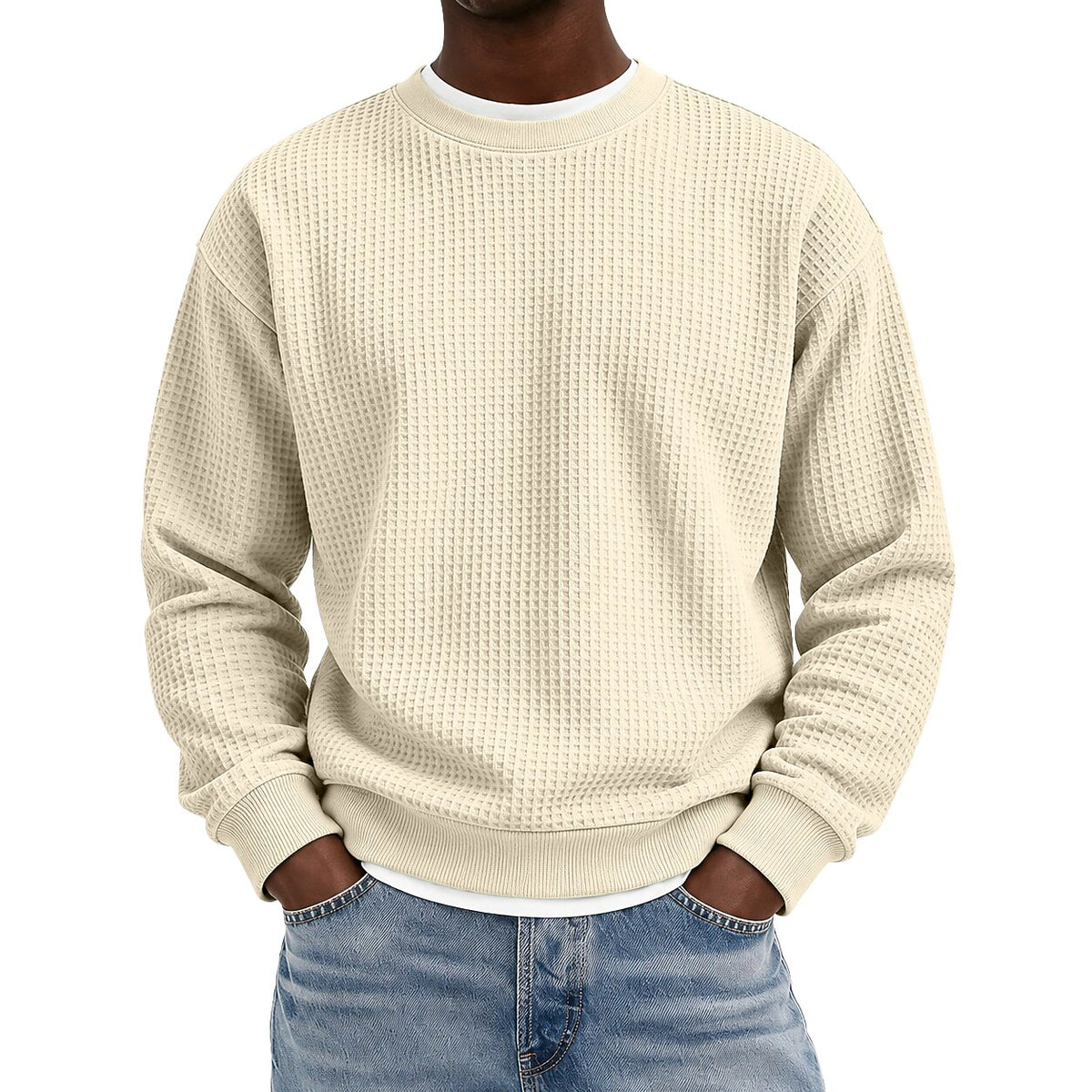 Classic Crewneck Waffle Sweatshirt Pullover