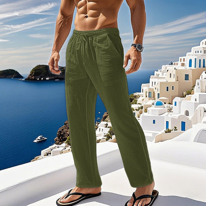 Cotton Linen Pant - Elastic Waist with Pocket