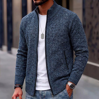 Fleece Ribbed Knit Zip Up Sweater