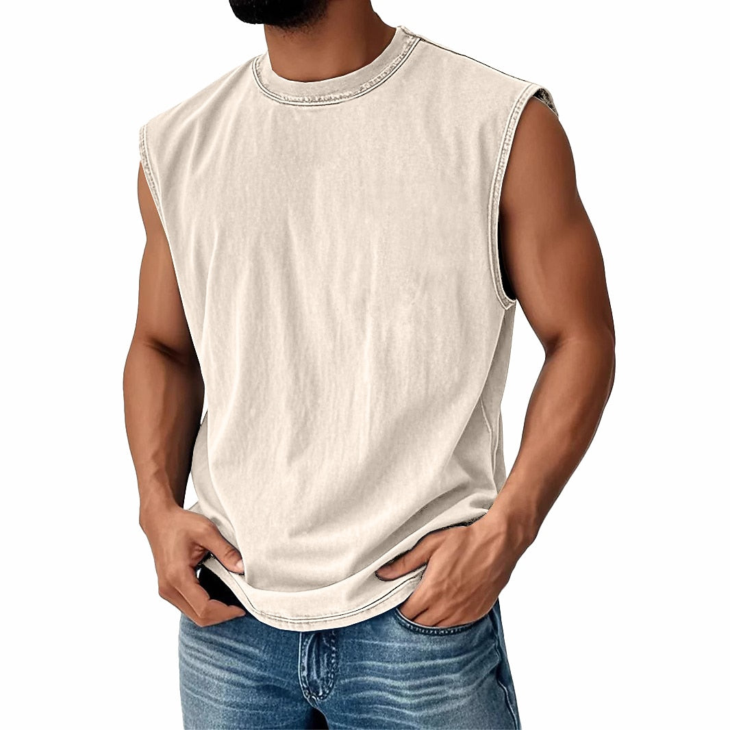 Men‘s Cotton Tank Top -Classic Crew Neck Summer Tee