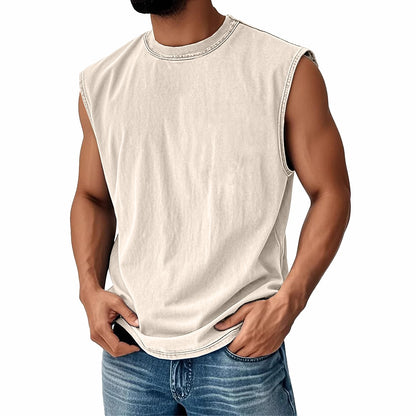 Men‘s Cotton Tank Top -Classic Crew Neck Summer Tee