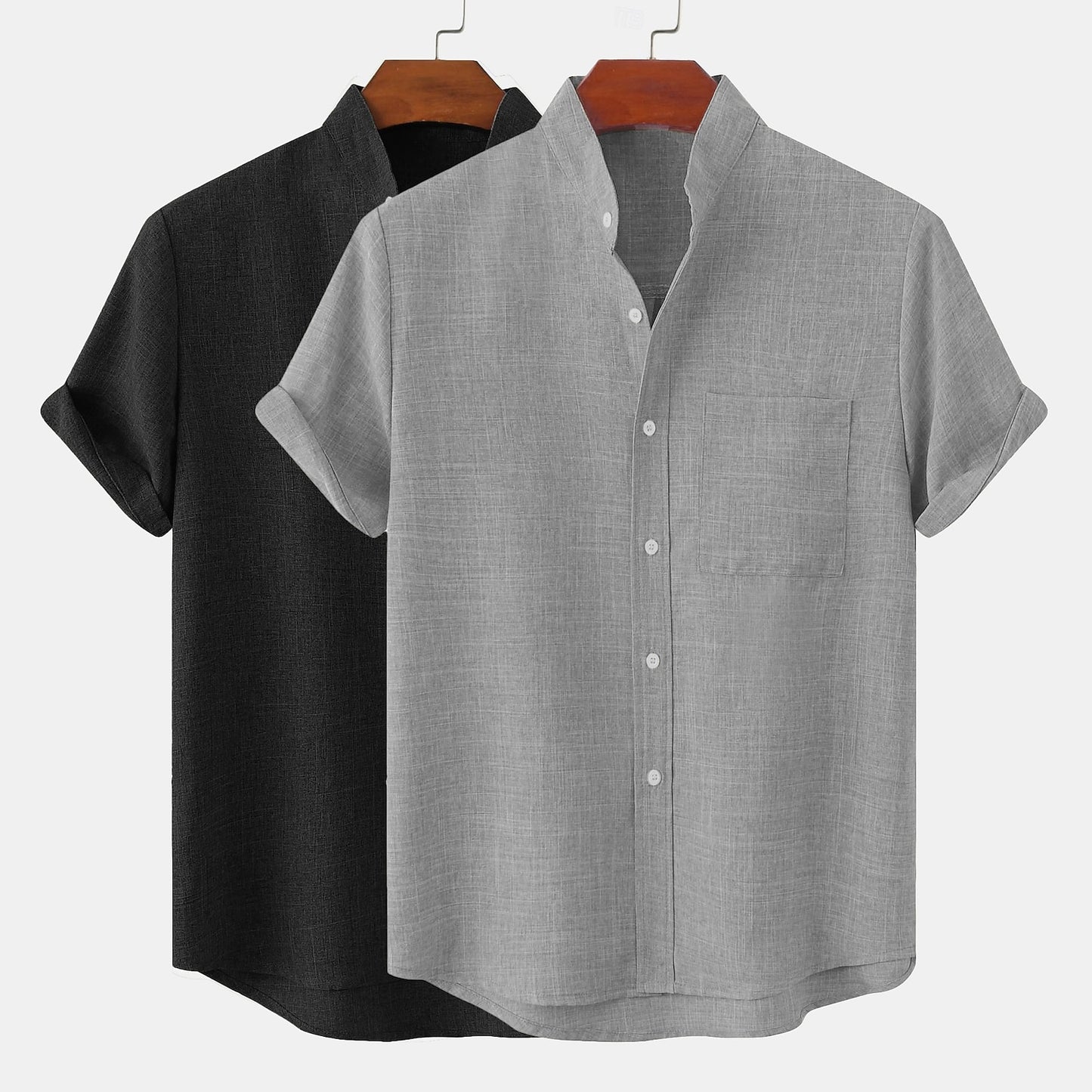 2 PCS Classic Linen Button-Up Shirts