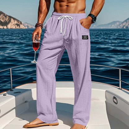 Men's Elastic Waist Linen Pants - Soft, Breathable Summer Style