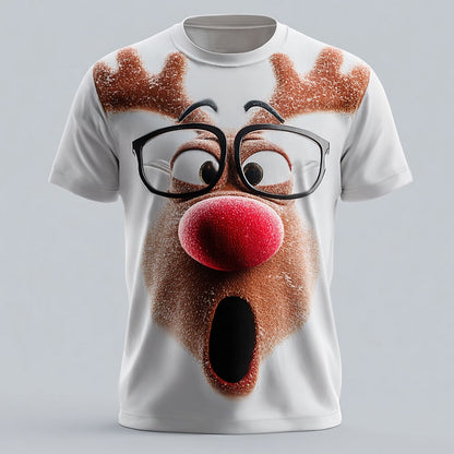 Men's Christmas White Elk Graphic Tee