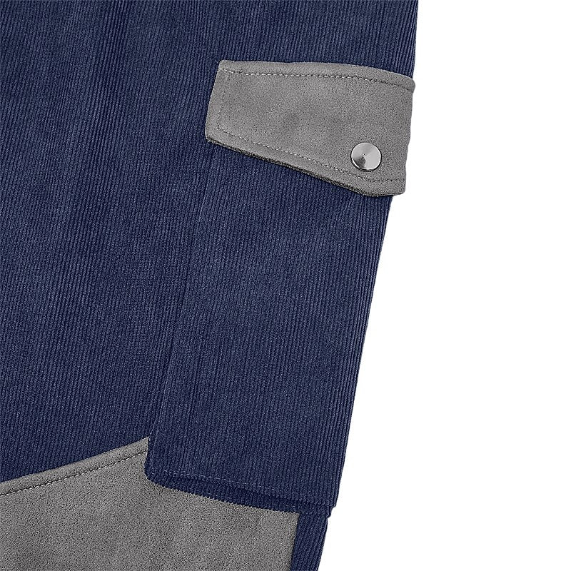 Colorblock Corduroy Patchwork Cargo  Pants