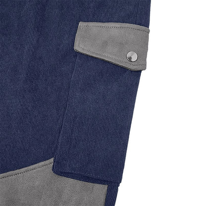 Colorblock Corduroy Patchwork Cargo  Pants
