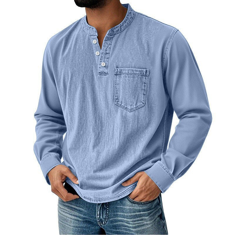 Vintage Washed Cotton Henley T-Shirt
