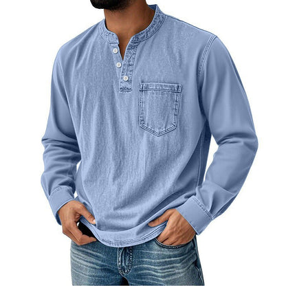 Vintage Washed Cotton Henley T-Shirt