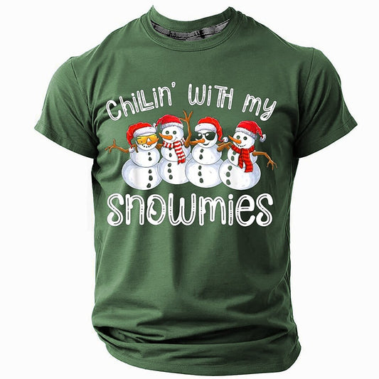Men's Lucky Snowman Christmas Graphic Crewneck T-Shirt
