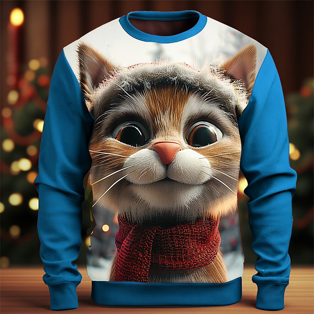 Christmas Funny Cat Graphic Crewneck Sweatshirt