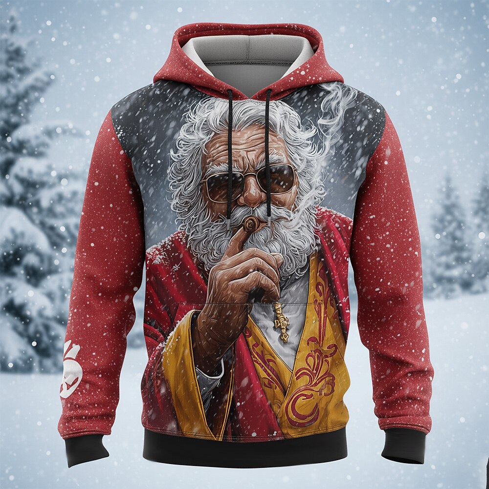 Christmas Santa Rooster Festive Pullover Hoodie