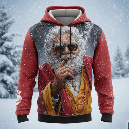 Christmas Santa Rooster Festive Pullover Hoodie