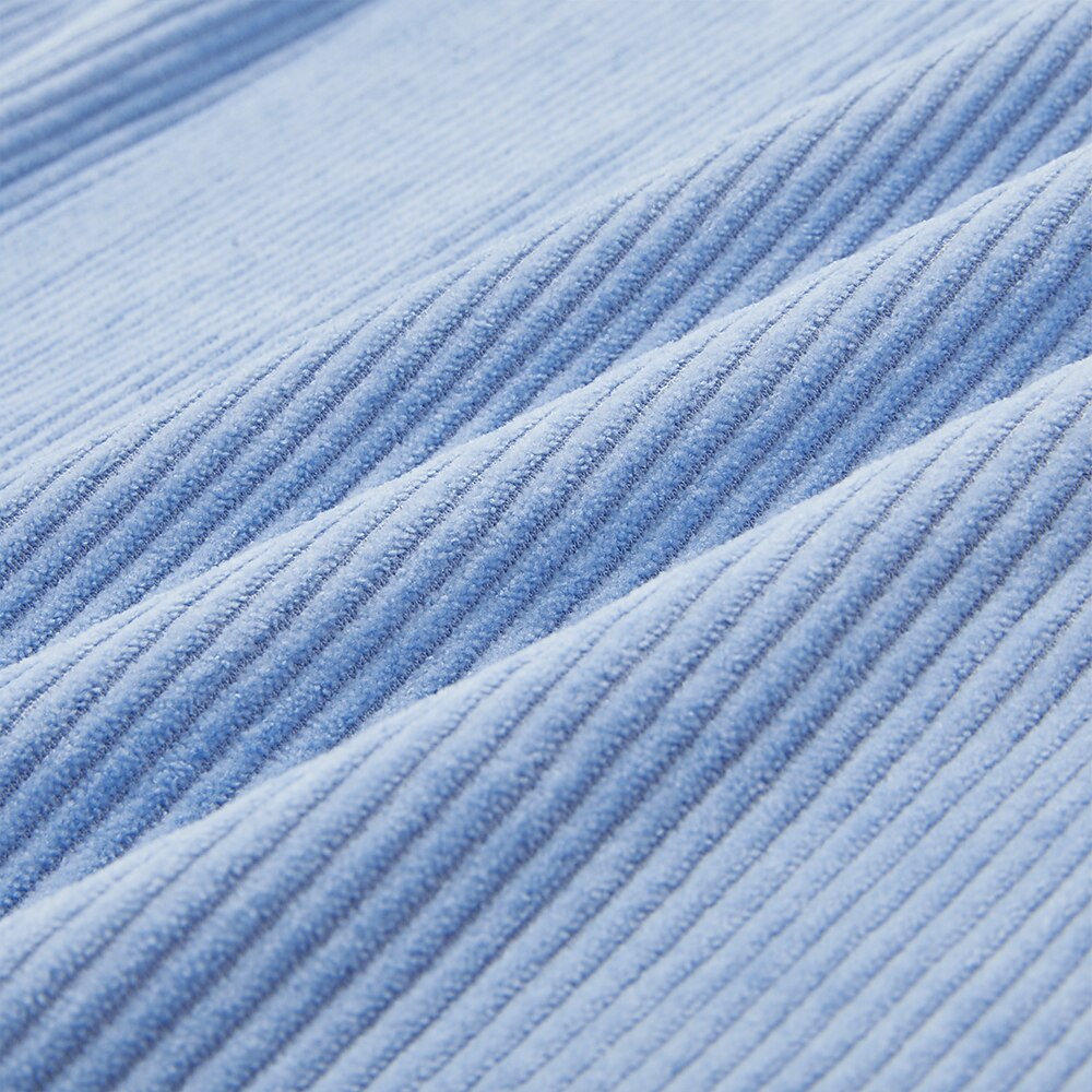 Patchwork Corduroy Zipped Henley Shirt