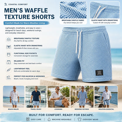 Men's Waffle Shorts With Elastic Waist